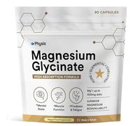 Physis Magnesium Glycinate 400mg | High Strength Elemental for Sleep, Mind & Muscle | Vegan Chelated Magnesium Bisglycinate | Bioavailable | Non-Laxative Natural Mineral | 90 x Magnesium Capsules