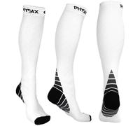 Physix Gear Compression Socks for Men & Women 20-30 mmhg, Best Graduated Athletic Fit for Running Nurses Shin Splints Flight Travel & Maternity Pregnancy - Boost Stamina Circulation & Recovery WHT S/M