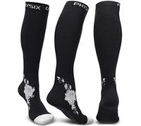 Physix Gear Compression Stockings Men's Compression Stockings High Compression Stockings Women for Travel Aeroplane Pregnancy Cuff Compression Stockings Leg, black/grey, XXL