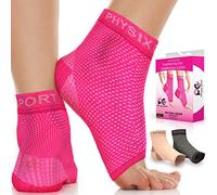 Physix Gear Sport Plantar Fasciitis Socks with Arch Support for Men & Women - Ankle Compression Sleeve, Toeless Compression Socks Foot Pain Relief, Ankle Swelling - Better than Night Splint, Pink XXL