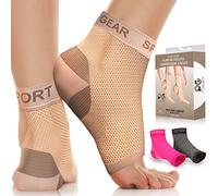 Physix Gear Sport Plantar Fasciitis Socks with Arch Support for Men & Women - Ankle Compression Sleeve, Toeless Compression Socks Foot Pain Relief, Ankle Swelling - Better than Night Splint, Beige XXL