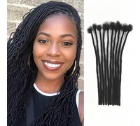 PHYSKA 0.2cm Width 60 Strands Human Hair Extensions 100% Handmade Permanent Human Hair Extensions Dreadlock Extensions for Women/Men/Kids, Can Be Bleached Dyed Curled