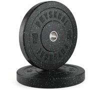 PhysKcal 10kg x 2 Crumb Rubber Olympic Bumper Plates, 2’’ Opening Weight Plates, Black Barbell Discs for Strength Training, Barbell Weights Set