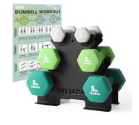 PhysKcal 18/30 kg Dumbbells Set with Steel Stand | Ideal for At-Home Strength Training, Essential for Weightlifting Beginners & Gym Routines, Anti-Rolling for Floor Exercise