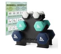 PhysKcal 18/30 kg Dumbbells Set with Steel Stand | Ideal for At-Home Strength Training, Essential for Weightlifting Beginners & Gym Routines, Anti-Rolling for Floor Exercise