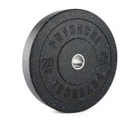 PhysKcal 20kg x 1 Crumb Rubber Olympic Bumper Plates, 2’’ Opening Weight Plates, Black Barbell Discs for Strength Training, Barbell Weights Set
