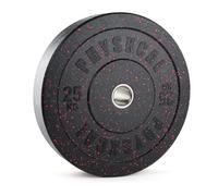 PhysKcal 25kg x 1 Crumb Rubber Olympic Bumper Plates, 2’’ Opening Weight Plates, Black Barbell Discs for Strength Training, Barbell Weights Set