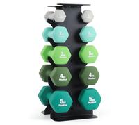 PhysKcal 30kg Dumbbells Set, 1kg, 2kg, 3kg, 4kg, 5kg Dumbbells Weights Set with Steel Rack, Hand Weights with Storage Rack