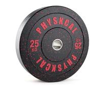 PhysKcal 50 mm Crumb Rubber Bumper Plates with Colour Flex 5-25 kg | Fits 2" Olympic Barbell. 450 mm Diameter. Built for Garage & Home Gym. High Bounce. Absorbs Impacts. Protect the Floors.