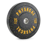 PhysKcal 50 mm Crumb Rubber Bumper Plates with Colour Flex 5-25 kg | Fits 2" Olympic Barbell. 450 mm Diameter. Built for Garage & Home Gym. High Bounce. Absorbs Impacts. Protect the Floors.