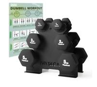 PhysKcal Dumbbells Set of 6, Black Neoprene Dumbbells Weights Set- 2 x 1kg, 2 x 3kg and 2 x 5kg for Home Workout