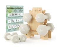 PhysKcal Dumbbells Set of 6 with Bamboo Stand, 1kg, 2kg, 3kg Dumbbells Set with Bamboo Stand (Sand Colour)