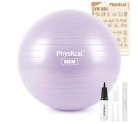 PhysKcal Gym Ball for Exercise 55-85 cm with Exercise Sheet and Pump | Anti-Burst Swiss Ball for Yoga, Pilates and Pregnancy Exercise, Office Ball Chair, Ideal for Balance & Stability Training