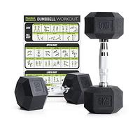 PhysKcal Hex Dumbbells, Odourless Poly Rubber Coated, Knurled Handle | Sold in Pair or Single. Anti-Roll Design. Ideal for Cross Training and Gym. Profi Dumbbells for Strength Training at Home