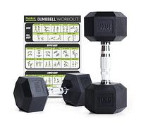 PhysKcal Hex Dumbbells Set 10kg Pair (Set of 2), Odourless Poly Rubber Encased Dumbbells 5KG 7.5KG 10KG 12.5KG 15KG 20KG Home Gym Weights Set