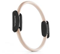 PhysKcal Pilates Ring, 15-Inch Pilates Magic Circle with Extra Thick Padded Handles, Pilates Equipment for Toning Inner Thighs, Arms and Strengthening Cores- Workout Sheet Included (Beige)