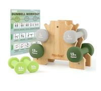 PhysKcal Small Dumbbells Set of 6 with Bamboo Stand, 0.5 kg, 1 kg, 1.5 kg
