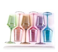 Physkoa Colored Wine Glasses Set of 6-15oz Hand Blown Crystal Colorful Glassware with Long Stem, Multicolor Glassware for Wine Lovers, Wedding, Birthday Mother's Day Easter Gifts for Women