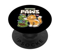 Phyton Paws Funny Cat Snake Python Programming Developer PopSockets Adhesive PopGrip