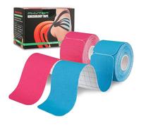 PHYTOP K Tape (40 Strips, 25cm x 5cm) | Latex-Free Kinesiology Tape Pre Cut for Sports | Physio Tape Ideal for Knee, Shoulder, and Elbow Support (Blue + Pink)