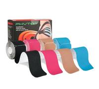 PHYTOP Kinesiology Tape - 80 Count Precut Strips (25cm x 5cm) - Mixed Color Physio Tape for Muscle, Joints, Sports & Physical Therapy (Black,Beige,Blue,Pink)