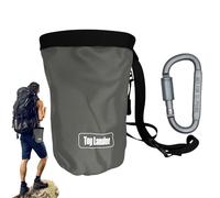 Phytress Climbing Chalk Bag With Phone Pocket, Waterproof Bouldering Chalk Bag Bucket, Zippered Storage Pockets Drawstring Closure Adjustable Belt ChalkBag For Climbing Gymnastics 19 * 12.5cm
