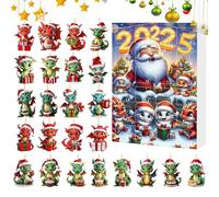 Phytress Dinosaur Countdown Calendar, 24 Days Christmas Holiday Dinosaur Countdown, 2D Flat Acrylic Pendant Decor for Adults Kids Daily Family Activity Home School Classroom Holiday