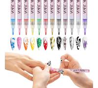 Phytress Nail Doodle Pens | 12 Colors Quick-Drying Tool 3D,0.5mm Gel Nail Polish Pens - for Graffiti Dotting Painting Canvas Coloring Home Salon