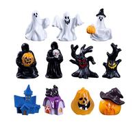 Phytress Small Halloween Figurines | Halloween Miniatures Gothic Decoration - Set of 11 Tabletop Festival Horror Scene Prop for Dorm Nightstand Hotel Dashboard Home