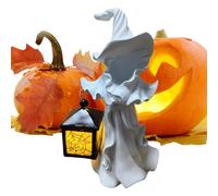Phytress Witch Figurine, Halloween Figurines Spooky Witch with Lamp, Table Centerpieces Desk Decor for Fireplace Living Room Bedroom Patio Shelf Porch Garden