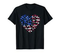 Pi Day Heart Distressed USA Flag Math Teacher Patriotic Value Graphic T-Shirt