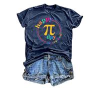 Pi Day Shirt for Women, Math Teacher Shirt with 3.14 Graphic, Happy Pi Day, Teacher T-Shirt, Casual Short Sleeve Top, White Polo Shirts Women, navy, XXL