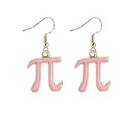 Pi Earrings for Women Girls Pink Pi Math Geek Nerd 3.14 Novelty Dangling Drop Earrings Personalized Mathematical Pi Dangle Earrings Cute Charm Pi Symbol Earring Dainty Greek Alphabet Letter Earrings
