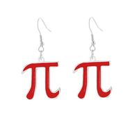Pi Earrings for Women Pink Math Geek Nerd 3.14 Novelty Dangling Drop Earrings Mathematical Pi Symbol Teacher Earring Jewelry, S, Zinc, No Gemstone