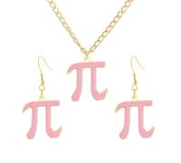 Pi Earrings for Women Pink Math Geek Nerd 3.14 Novelty Dangling Drop Earrings Mathematical Pi Symbol Teacher Earring Jewelry, S, Zinc, No Gemstone
