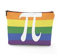 Pi Gay Pride,Travel Bag Makeup Case Cosmetic Bag,Rainbow Background Π,Linen Makeup Bag Great Gift for Travel,Rainbow Color,7x9in