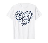 Pi Number Heart - 3.14 Mathematics Happy Pi Day Math Student Value Graphic T-Shirt, Men, White, M