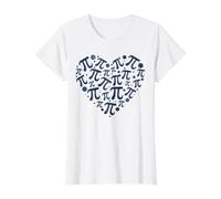 Pi Number Heart - 3.14 Mathematics Happy Pi Day Math Student Value Graphic T-Shirt, Women, White, XL