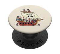 Pi Rate Pirate Ship Funny Math Pie Pun Men Boys Kids Women PopSockets Adhesive PopGrip