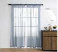 PI Sheer Curtains 95 Inches Long,Window Drapery Rod Pocket Light Filter Airy Voile for Living Room/Bedroom/Patio Door/Sliding Glass Door 2 Panels(W42XL95-2PC,Blue Haze)