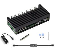 Pi Zero 2 W Aluminum Case Kit with Passive Cooling, 4-Port USB OTG Hub, Mini HDMI Adapter, On/Off Power Switch Cable, Pin Header, Hexwrench, Thermal Pad (7 Items)