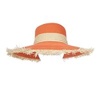 Pia Rossini Cabano Wide Brimmed Burnt Orange Sun Hat with Natural Straw Band and Fringe