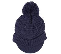 Pia Rossini Ladies Willow Hat Navy Chunky Knit Peak Brim Pom Pom Bobble Winter Accessory