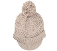 Pia Rossini Ladies Willow Hat Stone Chunky Knit Peak Brim Pom Pom Bobble Winter Accessory