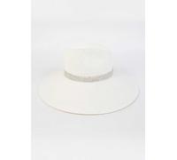 Pia Rossini Lorena White Diamante Trim Fedora Hat White