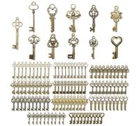 Piacolnic 110 Pcs Vintage Skeleton Key, Antique Bronze Finish Skeleton Keys, Hollow Vintage Key Pendants Keys Charms for DIY Craft Jewelry Making Wedding Favor Necklace Decoration