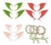 Piacolnic 6 Pairs Elf Ears, Cosplay Fairy Pixie Elf Ears with Floral Headband Set Elven Fairy Ear Adult for Party Dress Up