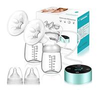 PiAEK Breast Pump, Portable Double Electric Breast Pump for Breastfeeding | 3 modes & 10 adjustable suction levels, LED touchscreen, rechargeable design, BPA-free for breast milk