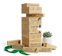 Piaeny 48 Pieces Wooden Stacking Tower Game for Couples, Date Night Block Game with Conversation Starters and Challenges, Two Player Party Game for Adults, Anniversary or Couples Activity