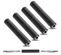 Piaeny 6.35mm Female to Female Audio Connector 4 PCS, 1/4 Inch Jack Connection Set for Extending Instrument Cables, PVC Die Cast Build for Guitar and Audio Equipment Use
